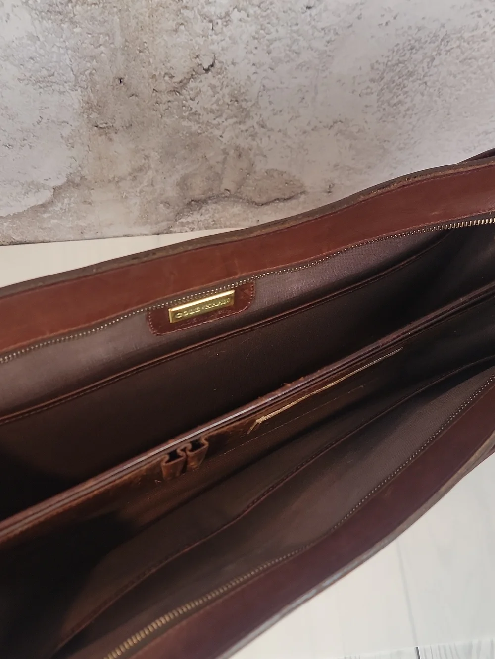 Cole Haan Leather Briefcase Vintage Cognac Brown Bag